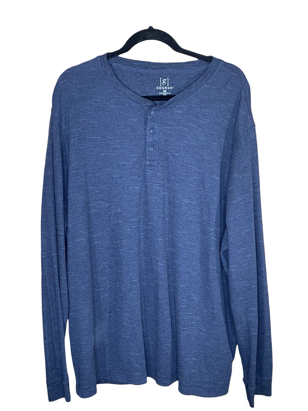 George Long-Sleeve Henley Shirt Thermal Casual Soft Knit 3 Button Closure SZ 3X